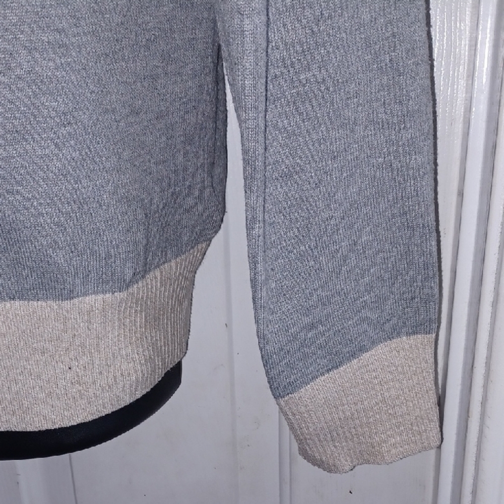 BLACK Gray & Cream Cardigan Sweater with Patch Sleeves - Picture 5 of 7